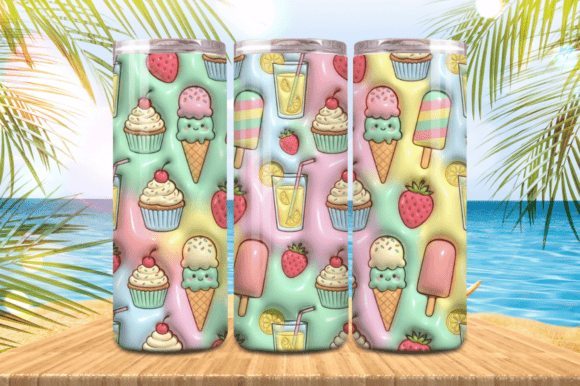 Download 3D Puff Ice-creams Summer Tumbler Wrap | - Summer tumbler wrap Collection