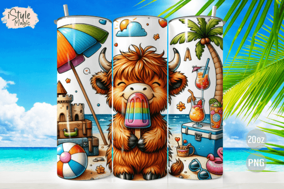 Download Highland Cow Beach Summer Tumbler Wrap - Summer tumbler wrap Collection