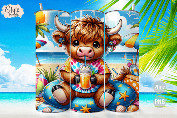 Download Highland Cow Beach Summer Tumbler Wrap - Summer tumbler wrap Collection