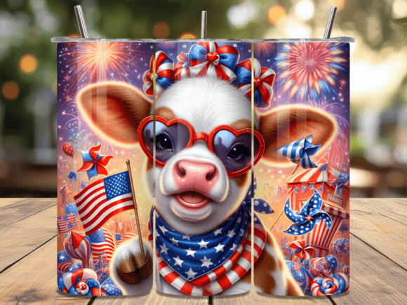 Download Cow American Flag July 4th Tumbler Wrap - July 4th tumbler Collection