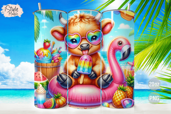 Download Highland Cow Beach Summer Tumbler Wrap - Summer tumbler wrap Collection