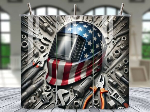 Download USA Flag Welding Helmet Tumbler Wrap PNG - Welding Collection