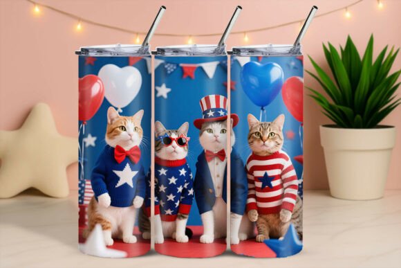 Download Cats in Flag Outfits July 4th Tumbler - July 4th tumbler Collection